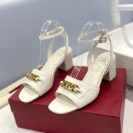 Valentino Vlogo Chain Sandals Women Calfskin White