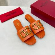 Valentino Garavani VLogo Signature Slides with Accessory Women Calfskin Orange
