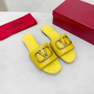 Valentino Garavani VLogo Signature Slides with Accessory Women Calfskin Lemon