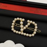 Valentino VLogo Signature Hair Clip In Resin Beads with Metal Gold