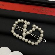 Valentino VLogo Signature Hair Clip In Resin Beads with Metal Silver